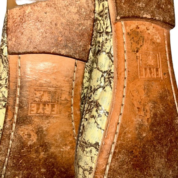 frye gold spackled snake painted leather ballet flats 7 - Picture 3 of 8